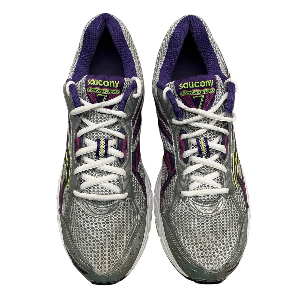 Saucony‎ Cohesion 7 Womens Running Shoes Silver Purple Citron 15181-4 Size 11
